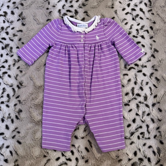 Ralph Lauren Other - Ralph Lauren Baby Girl Pony Logo Purple Footie Romper One Piece